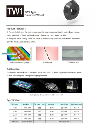 TW1 Tipi Elmas Taşlama Taşları TFT-LCD AMOLED Cam Kesme Diski